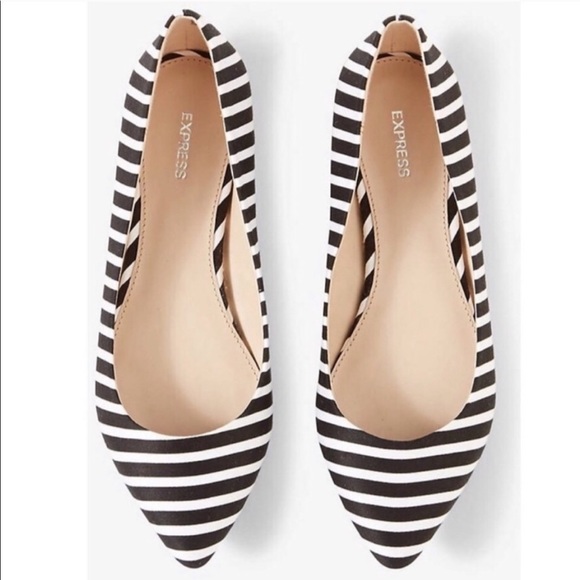 Express Black & White Striped Flats - Picture 2 of 8